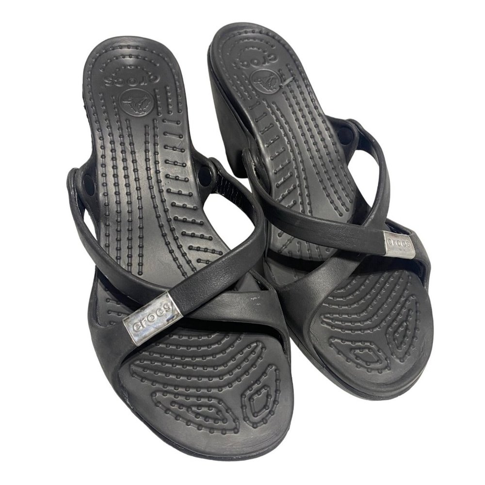 Womens Crocs high heels black size 9